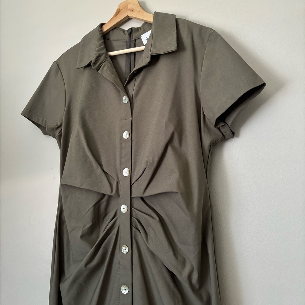 Joseph Ribkoff Ruched Mini Shirt Button Dress - Picture 3 of 11